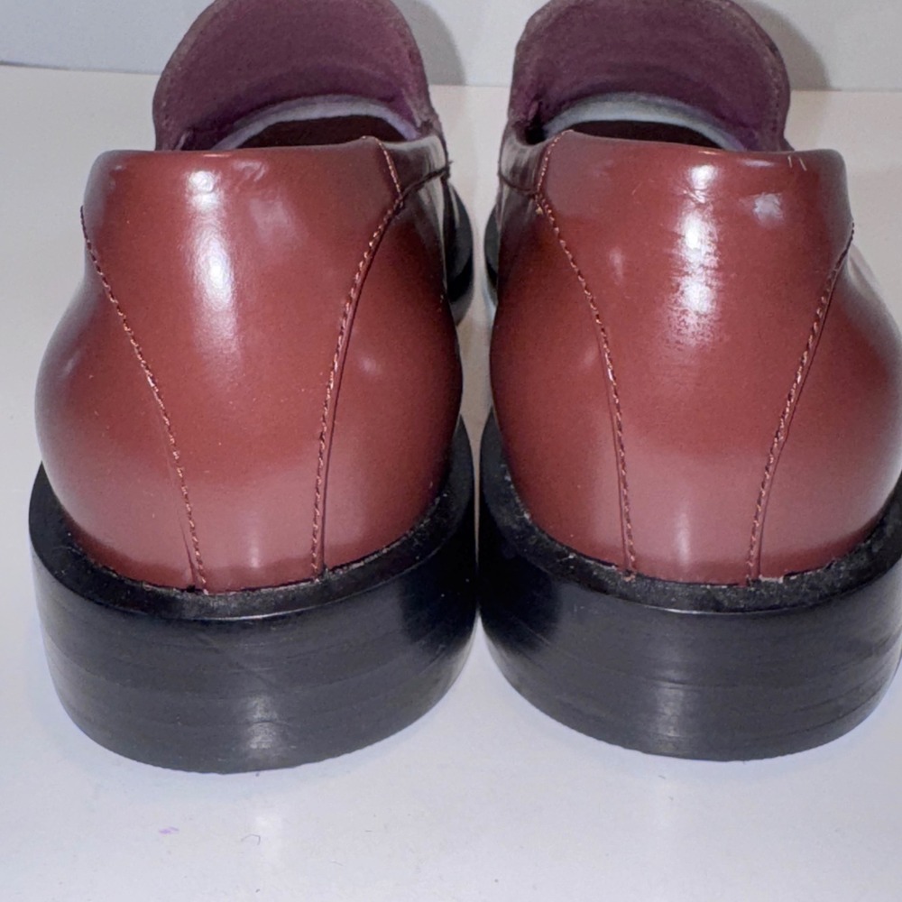 Everlane Penny Loafer Women 9.5 Burgundy Oxblood Leather Apron Toe Slip On - Picture 5 of 10